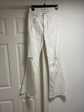 Joe's Jeans White Distressed Flare Denim